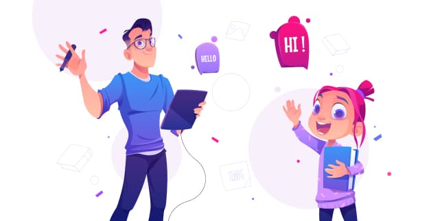 Screenshots of the build product picture with dad and daughter saying hi